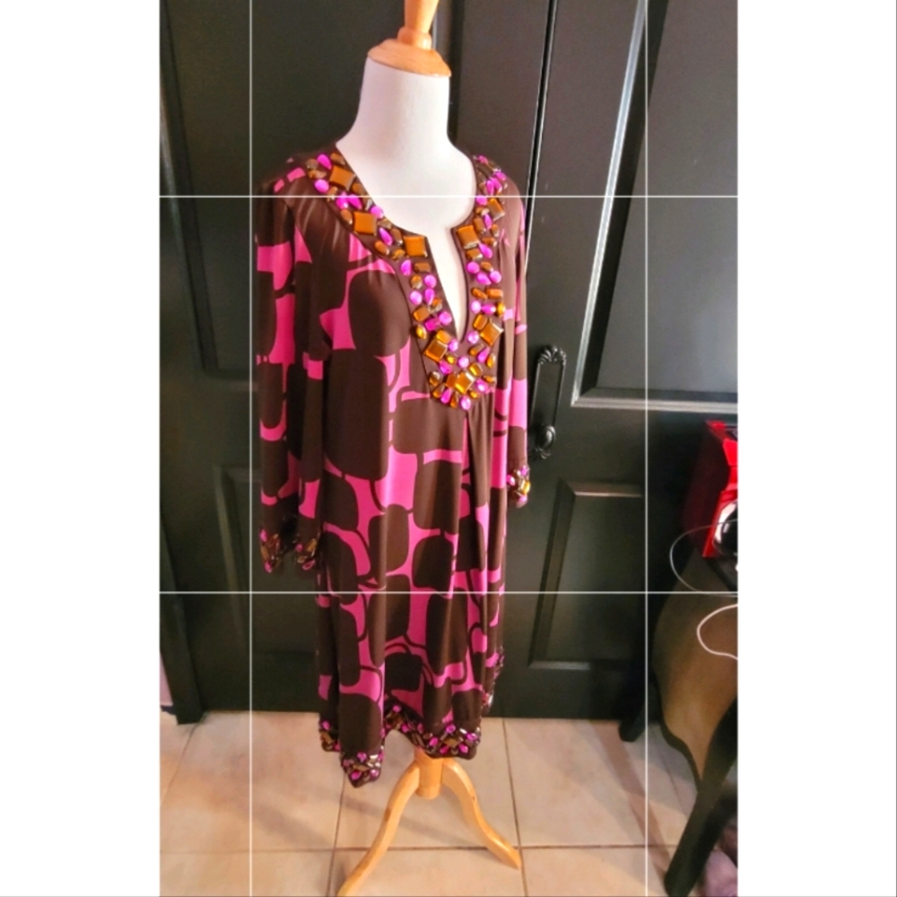 INC  Geometric with rhinestones Dress Size Large
